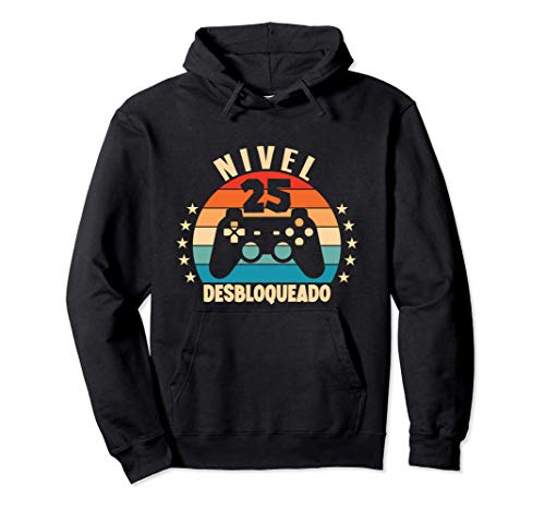Nivel 25 Desbloqueado Gamer 25 Años 1996 Divertido Chico Sudadera con Capucha