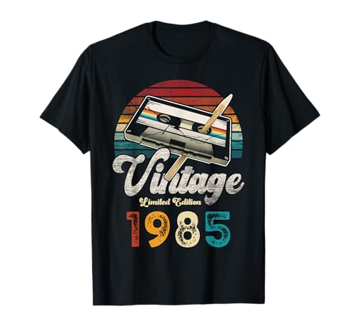 Vintage 1985 Cumpleaños 40 Años Cassette Lápiz Camiseta