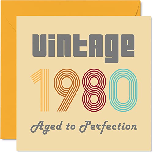 Tarjetas de cumpleaños número 44 para hombres y mujeres, estilo vintage de 1980, envejecidas a la...