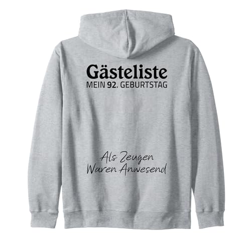 Gästeliste Mein 92. Geburtstag Libro de visitas Firma Sudadera con Capucha