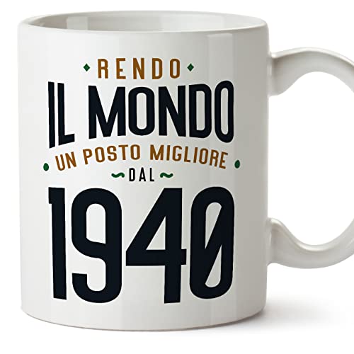 MUGFFINS Tazas 1940 Cumpleaños - En Italiano - Rendo il Mondo un Posto Migliore - 11 oz / 330 ml -...
