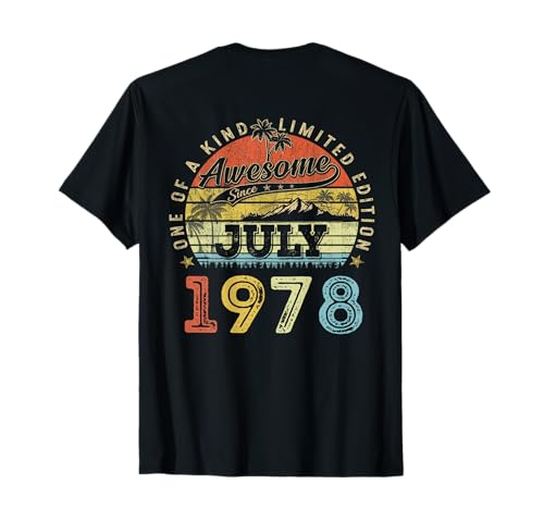 (EN LA Parte Posterior) 48 Edición Limitada 1978 48 de Julio de 1978 Cumpleaños Camiseta