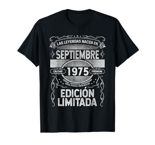 50 Años Cumpleaños 1975 Hombre Mujer Regalo de 50 - Camiseta Vintage Septiembre 1975 - Unisex -...