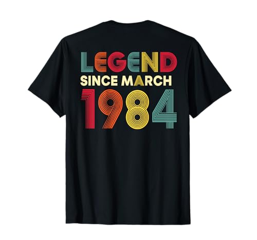 (En la Parte Trasera) Leyenda Marzo 1984 42 cumpleaños Mujeres 42 años Camiseta