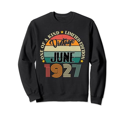 97 Años Vintage Junio 1927 97 Cumpleaños Retro Sudadera