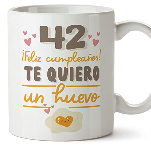 MUGFFINS Tazas 42 Cumpleaños - En Español - Te quiero un Huevo Regalo Amigos Novios Familiares -...