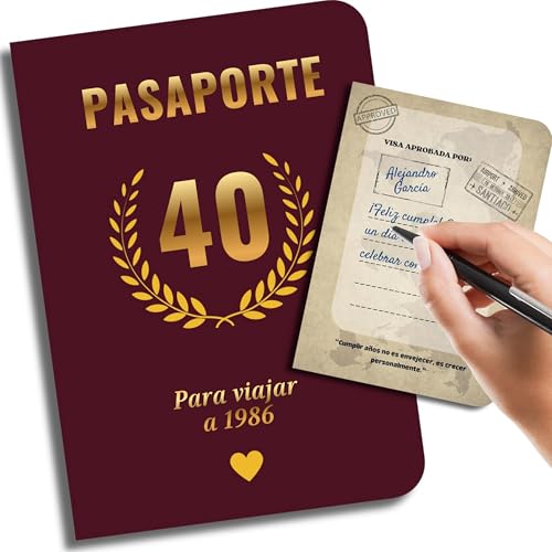 EQUIK PRODUCTS Tarjeta para 40 años | Pasaporte libro de firmas para hombre y mujer | Libro de...