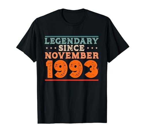 Legendario desde noviembre de 1993 retro vintage fiesta de cumpleaños Camiseta