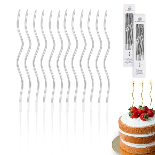 48 Velas Cumpleaños Originales de color PLATEADO | Vela de Cumpleaños Originales para Tarta...