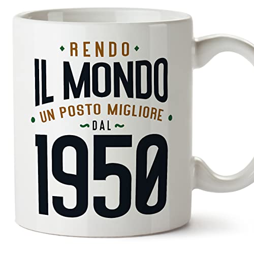 MUGFFINS Tazas 1950 Cumpleaños - En Italiano - Rendo il Mondo un Posto Migliore - 11 oz / 330 ml -...