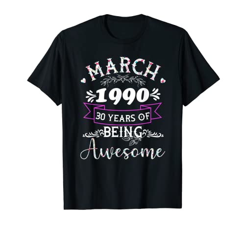 Disfraz de 30 cumpleaños de marzo de 1990 Camiseta