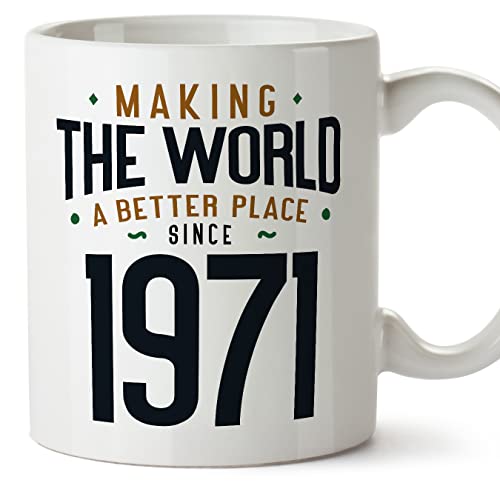 MUGFFINS Tazas 1971 Cumpleaños - En Inglés - Making the World a Better Place - 11 oz / 330 ml -...