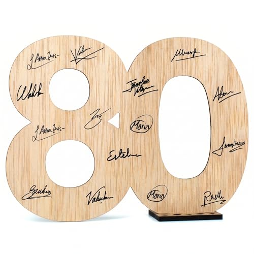 CONTRAXT Tarjeta felicitacion 80 cumpleaños. Regalo detalles libro de firmas alternaivo decoracion...