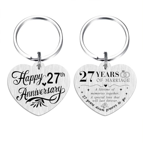 Tangvo Llavero de aniversario 27 – Regalos de aniversario de boda de 27 años, Llavero de 27...
