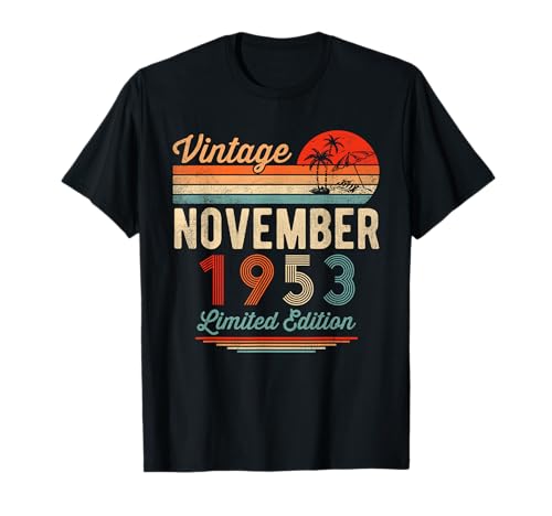 68 Años 68 Cumpleaños Vintage Noviembre 1953 Hombres Mujeres Camiseta