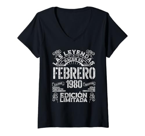 Mujer Las Leyendas Nacen En Febrero 1980 46 Años Cumpleaños Camiseta Cuello V