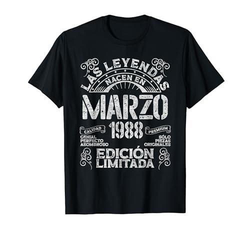 Las Leyendas Nacen En Marzo 1988 36 Años Cumpleaños Camiseta