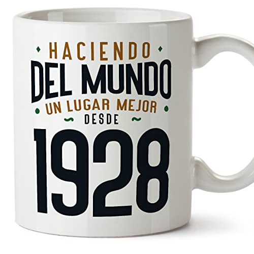 MUGFFINS Tazas 1928 Cumpleaños - En Español - Haciendo del Mundo un Lugar Mejor - 11 oz / 330 ml - Regalo original y divertido