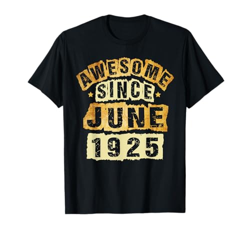 Regalo vintage de junio de 1925, 95 años, regalo de cumpleaños para hombres y mujeres Camiseta