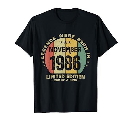 Legends Were Born In November 1986 Cumpleaños Camiseta