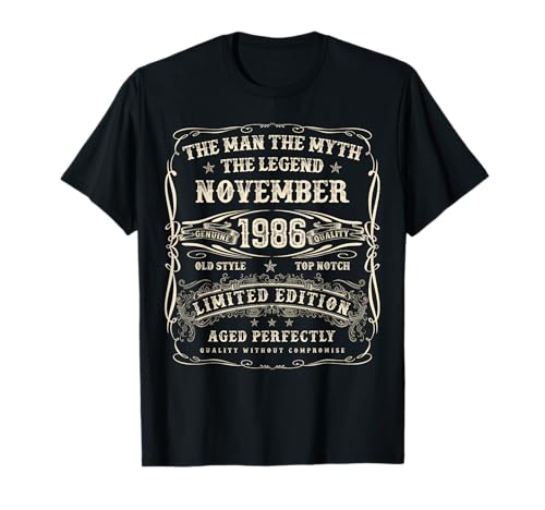 Noviembre de 1986 Regalos de cumpleaños número 39 para Hombres de 39 años Camiseta