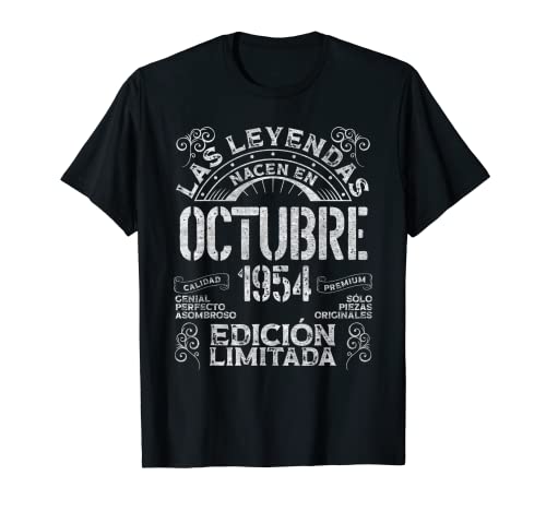 Las Leyendas Nacen En Octubre 1954 69 Años Cumpleaños Camiseta