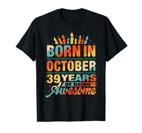 Octubre 1982 39 años 39 años Regalo de cumpleaños Vela Gráfico Camiseta