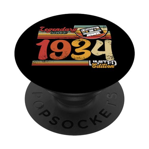 Vintage 1934 Legendario desde 1934 Casete de cumpleaños PopSockets PopGrip Intercambiable