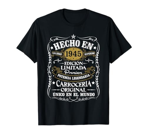 80 Cumpleaños 80 Años Hombre Hecho en 1945 Vintage Regalo Camiseta