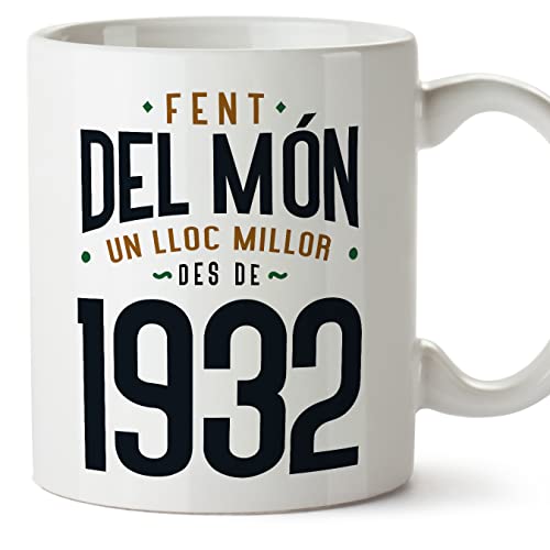 MUGFFINS Tazas 1932 Cumpleaños - En Catalán - Fent del Món un Lloc Millor - 11 oz / 330 ml -...