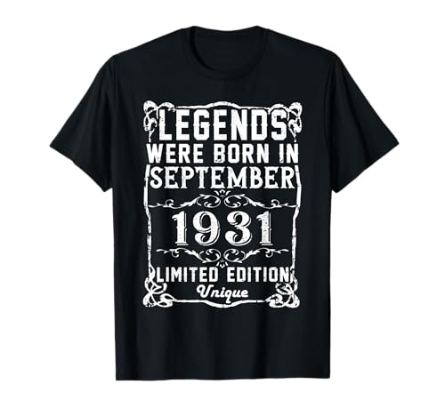 Cumpleaños Septiembre 1931 Edición Limitada Regalo Vintage Camiseta