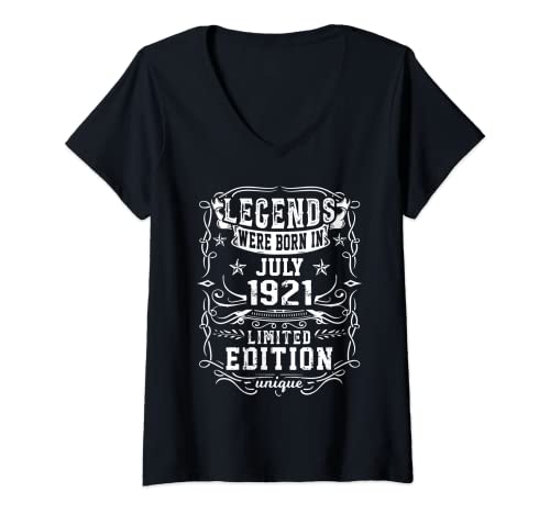 Mujer Cumpleaños Julio 1921 Edición Limitada Regalo Legend July Camiseta Cuello V