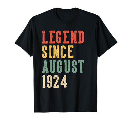 Leyenda Desde el 102 de Agosto Cumpleaños 1924 Mujeres 102 Años Camiseta