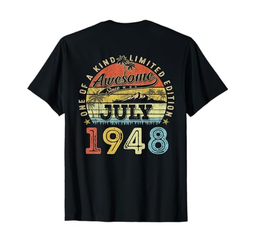 (EN LA Parte Trasera) 78 Edición Limitada 1948 78 de Julio de 1948 Cumpleaños Camiseta