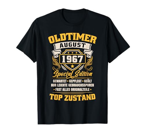 Coche Antiguo Agosto 1967 Regalo de cumpleaños Divertido Camiseta