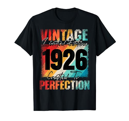 Vintage 1926 Edición Limitada 95 años Hombres 95 Cumpleaños Camiseta