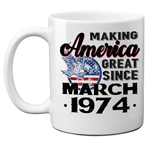 Tazas de 46 cumpleaños para hombres, mujeres, haciendo que Estados Unidos sea grandioso desde marzo de 1974 Tazas de café, regalo de cumpleaños para él, ella, regalos de cumpleaños para adultos de 46