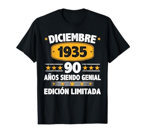 Diciembre 1935 90 Años Hombre Cumpleaños Diciembre 1935 Camiseta