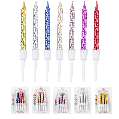 100 Piezas Vela de Cumpleaños en Espiral Velas metálicas para Pasteles para Cumpleaños, Bodas,...