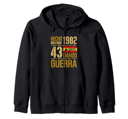 Hecho en 1982 Cumpleaños 43 Años Bandera España Hombre Sudadera con Capucha