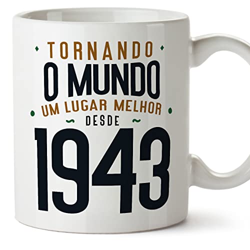 MUGFFINS Tazas 1943 Cumpleaños - En Portugués - Tornando o Mundo um Lugar Melhor - 11 oz / 330 ml...