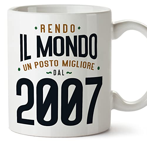 MUGFFINS Tazas 2007 Cumpleaños - En Italiano - Rendo il Mondo un Posto Migliore - 11 oz / 330 ml -...