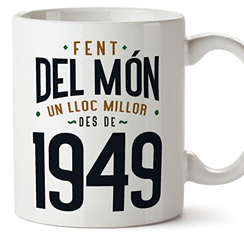 MUGFFINS Tazas 1949 Cumpleaños - En Catalán - Fent del Món un Lloc Millor - 11 oz / 330 ml -...