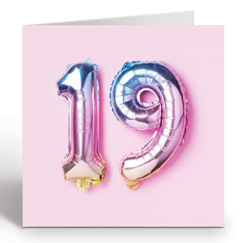 Tarjeta de cumpleaños número 19 para niña, tarjeta de 19 aniversario, tarjeta de cumpleaños para...