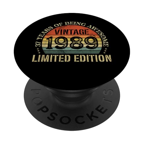 Vintage 1989 Edición Limitada 37 Cumpleaños 37 Años PopSockets PopGrip Adhesivo
