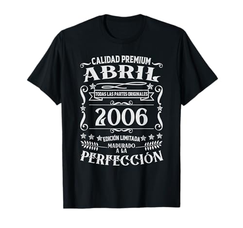 20 cumpleaños Nacido en Abril de 2006 Vintage 20 años Camiseta