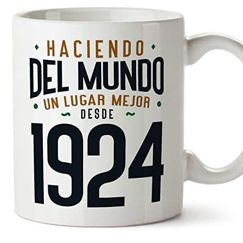 MUGFFINS Tazas 1924 Cumpleaños - En Español - Haciendo del Mundo un Lugar Mejor - 11 oz / 330 ml - Regalo original y divertido