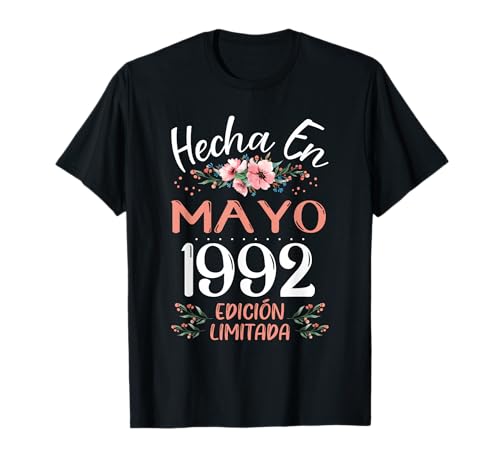 Hecha En Mayo 1992 Mujer Regalo 34 Años Cumpleaños Camiseta