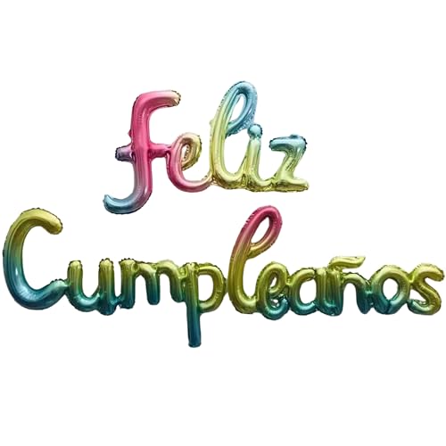 Globos FELIZ CUMPLEAÑOS en español - Guirnalda Decoracion cumple - Globo de aluminio - Super facil...