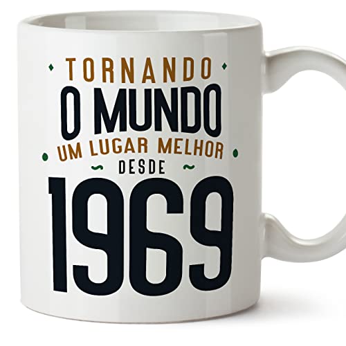 MUGFFINS Tazas 1969 Cumpleaños - En Portugués - Tornando o Mundo um Lugar Melhor - 11 oz / 330 ml...
